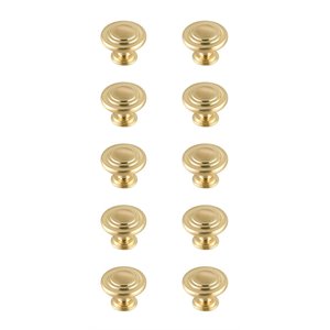 Elegant Decor Minu 1.3&quot Zinc Alloy Mushroom Knob Multipack in Gold (Set of 10)