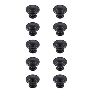Elegant Decor Minu 1.3&quot Zinc Alloy Mushroom Knob Multipack in Black (Set of 10)