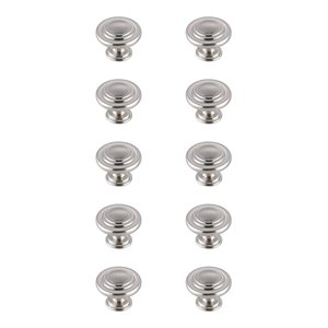 Elegant Decor Minu 1.3&quot Zinc Alloy Mushroom Knob Multipack in Nickel (Set of 10)