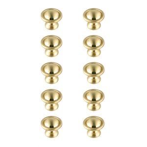 Elegant Decor Kadea 1.2&quot Zinc Alloy Mushroom Knob Multipack in Gold (Set of 10)