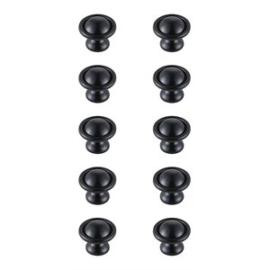 Elegant Decor Kadea 1.2&quot Zinc Alloy Mushroom Knob Multipack in Black (Set of 10)