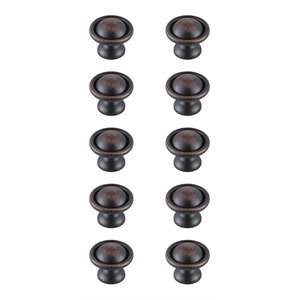 Elegant Decor Kadea 1.2&quot Zinc Alloy Mushroom Knob Multipack - Bronze (Set of 10)