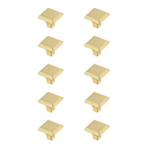 Elegant Decor Wilow 1&quot Square Zinc Alloy Knob Multipack in Gold (Set of 10)