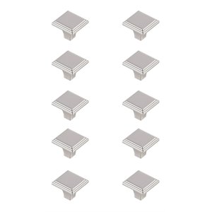 Elegant Decor Wilow 1&quot Square Zinc Alloy Knob Multipack in Nickel (Set of 10)