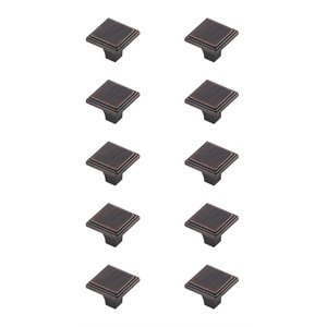 Elegant Decor Wilow 1&quot Square Zinc Alloy Knob Multipack in Bronze (Set of 10)