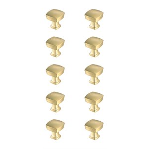 Elegant Decor Irvin 1.3&quot Square Zinc Alloy Knob Multipack in Gold (Set of 10)
