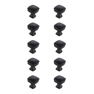 Elegant Decor Irvin 1.3&quot Square Zinc Alloy Knob Multipack in Black (Set of 10)