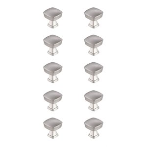 Elegant Decor Irvin 1.3&quot Square Zinc Alloy Knob Multipack in Nickel (Set of 10)