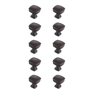 Elegant Decor Irvin 1.3&quot Square Zinc Alloy Knob Multipack in Bronze (Set of 10)