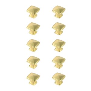 Elegant Decor Marcel 1.2&quot Square Zinc Alloy Knob Multipack in Gold (Set of 10)