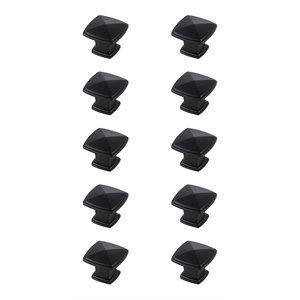 Elegant Decor Marcel 1.2&quot Square Zinc Alloy Knob Multipack in Black (Set of 10)