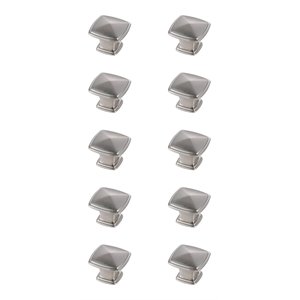 Elegant Decor Marcel 1.2&quot Square Zinc Alloy Knob Multipack in Nickel (Set of 10)