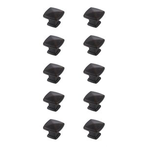 Elegant Decor Marcel 1.2&quot Square Zinc Alloy Knob Multipack in Bronze (Set of 10)