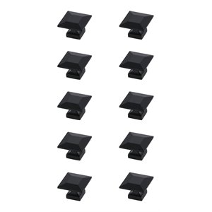 Elegant Decor Cecil 1.3&quot Square Zinc Alloy Knob Multipack in Black (Set of 10)