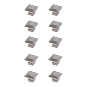 Elegant Decor Cecil 1.3&quot Square Zinc Alloy Knob Multipack in Nickel (Set of 10)