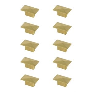 Elegant Decor Perry 2&quot Rectangle Zinc Alloy Knob Multipack in Gold (Set of 10)
