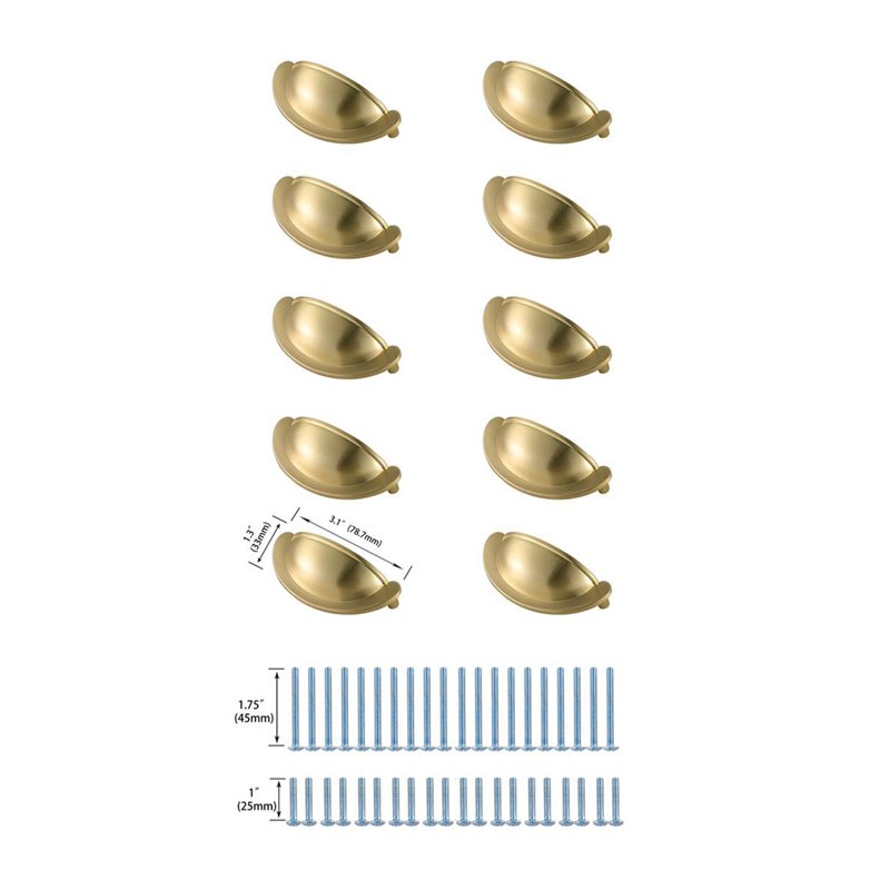 Elegant Decor Claude Zinc Alloy Cup Bar Pull Multipack in Gold (Set of 10)