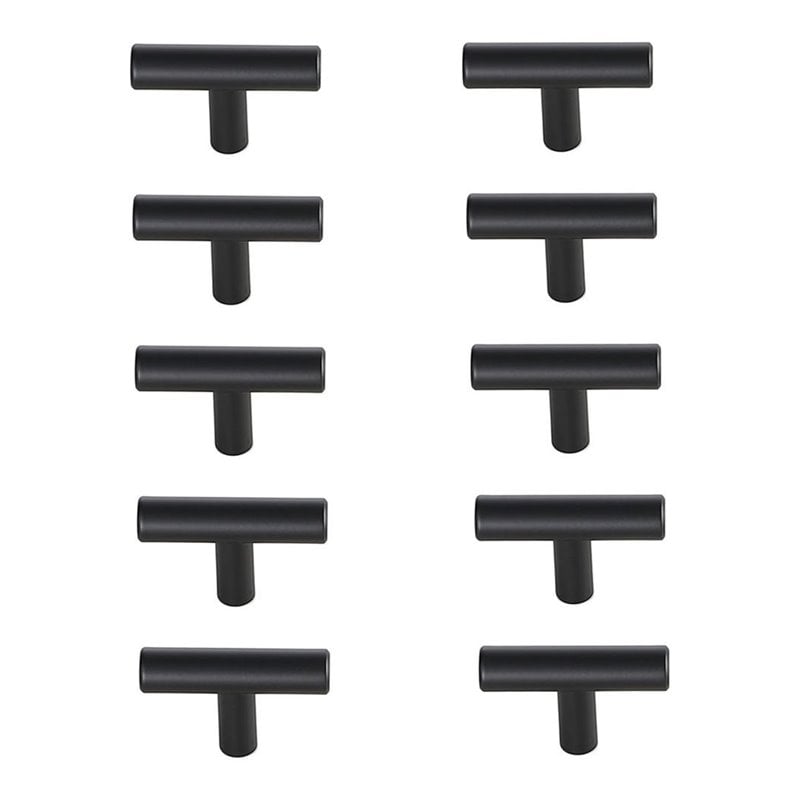 Elegant Decor Quinn Modern Zinc Alloy T Bar Pull Multipack in Black (Set of 10)