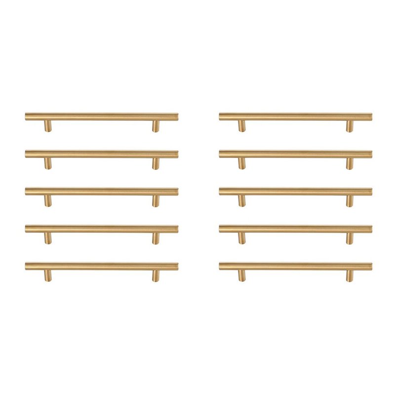 Elegant Decor Quinn Modern Zinc Alloy Bar Pull Multipack in Brass (Set of 10)