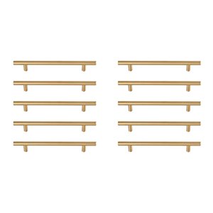Elegant Decor Quinn Modern Zinc Alloy Bar Pull Multipack in Brass (Set of 10)