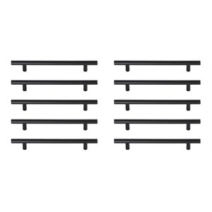 Elegant Decor Quinn Zinc Alloy Bar Pull Multipack in Black (Set of 10)