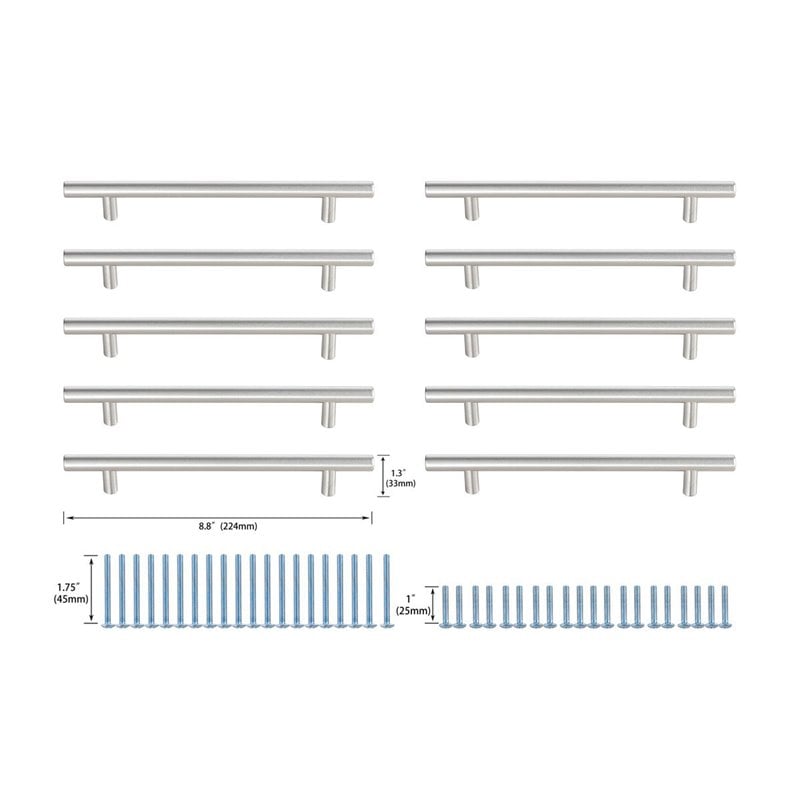 Elegant Decor Quinn Zinc Alloy Bar Pull Multipack in Nickel (Set of 10)