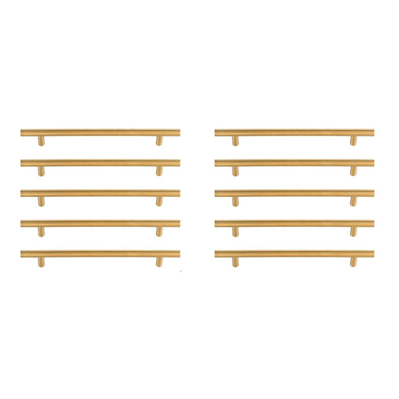 Elegant Decor Quinn Zinc Alloy Bar Pull Multipack in Brass (Set of 10)
