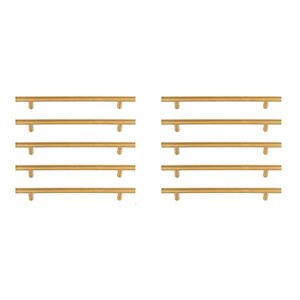 Elegant Decor Quinn Zinc Alloy Bar Pull Multipack in Brass (Set of 10)