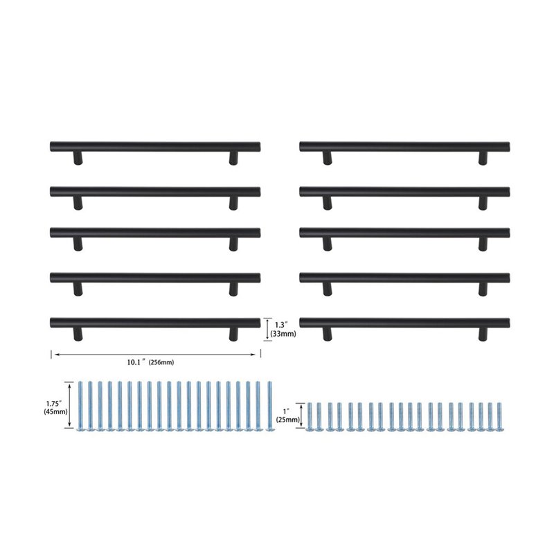 Elegant Decor Quinn Modern Zinc Alloy Bar Pull Multipack in Black (Set of 10)