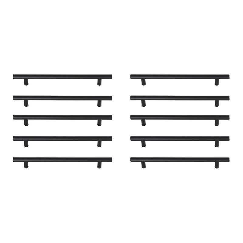 Elegant Decor Quinn Modern Zinc Alloy Bar Pull Multipack in Black (Set of 10)