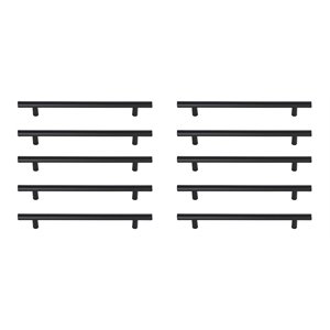 Elegant Decor Quinn Modern Zinc Alloy Bar Pull Multipack in Black (Set of 10)