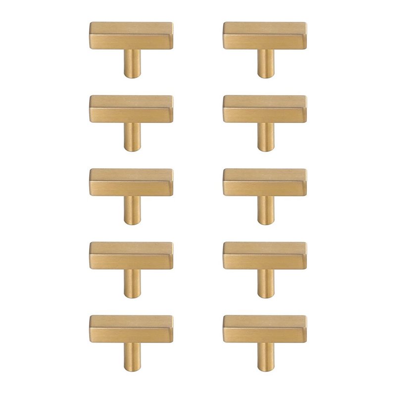 Elegant Decor Dior Modern Zinc Alloy T Bar Pull Multipack in Brass (Set of 10)
