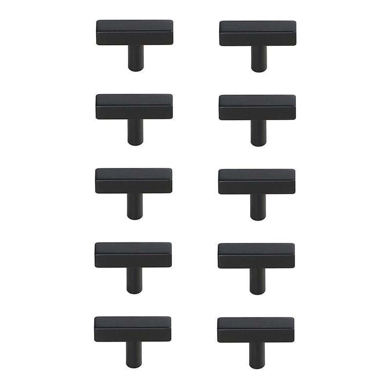 Elegant Decor Dior Modern Zinc Alloy T Bar Pull Multipack in Black (Set of 10)