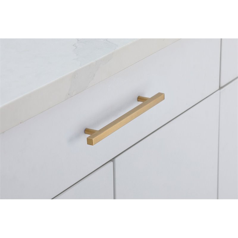 Elegant Decor Dior Modern Zinc Alloy Bar Pull Multipack in Brass (Set of 10)