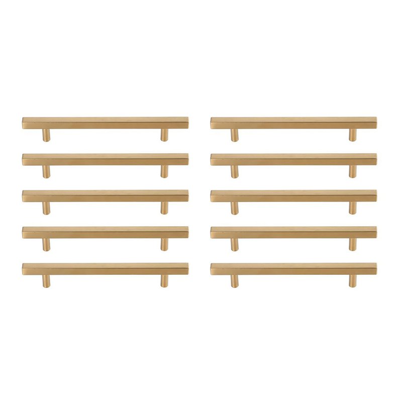 Elegant Decor Dior Modern Zinc Alloy Bar Pull Multipack in Brass (Set of 10)