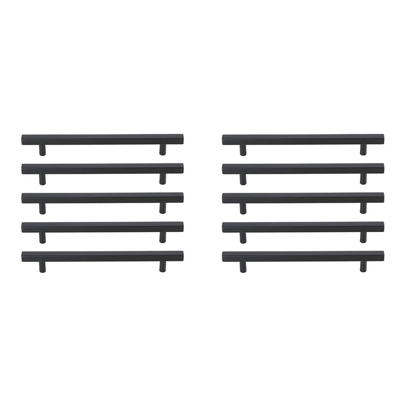 Elegant Decor Dior Modern Zinc Alloy Bar Pull Multipack in Black (Set of 10)