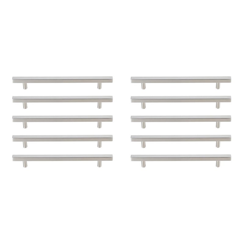 Elegant Decor Dior Modern Zinc Alloy Bar Pull Multipack in Nickel (Set of 10)