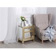 Elegant Decor Reflexion 1-Door Solid Wood and MDF Nightstand in Gold