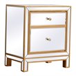 Elegant Decor Reflexion 1-Door Solid Wood and MDF Nightstand in Gold