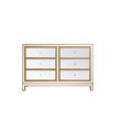 Elegant Decor Reflexion 6-Drawer Solid Wood and MDF Dresser in Gold