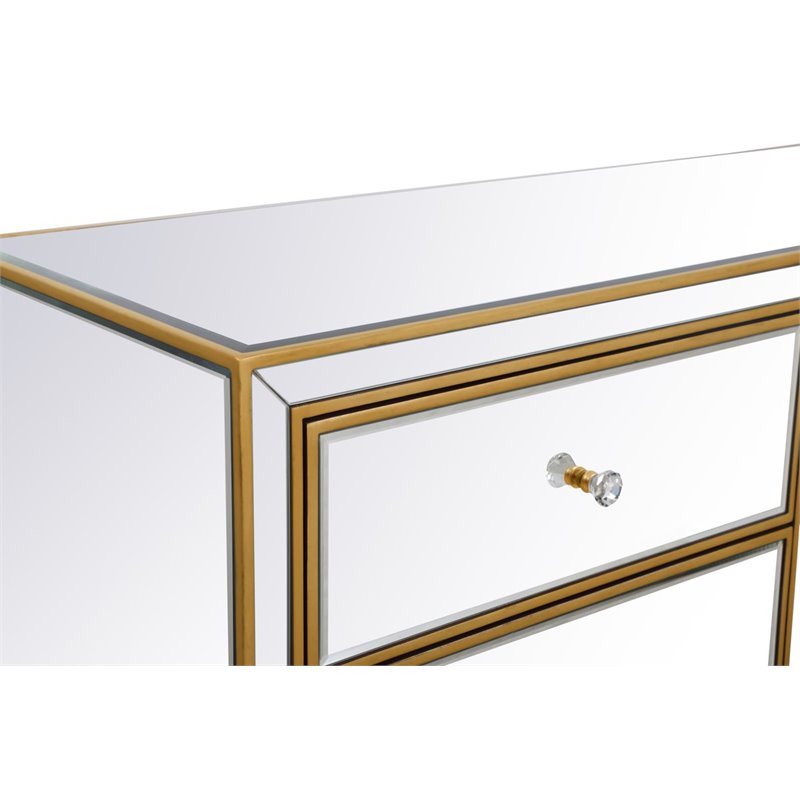 Elegant Decor Reflexion 6-Drawer Solid Wood and MDF Dresser in Gold