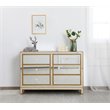 Elegant Decor Reflexion 6-Drawer Solid Wood and MDF Dresser in Gold