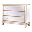 Elegant Decor Reflexion 3-Drawer Solid Wood and MDF Chest in Gold