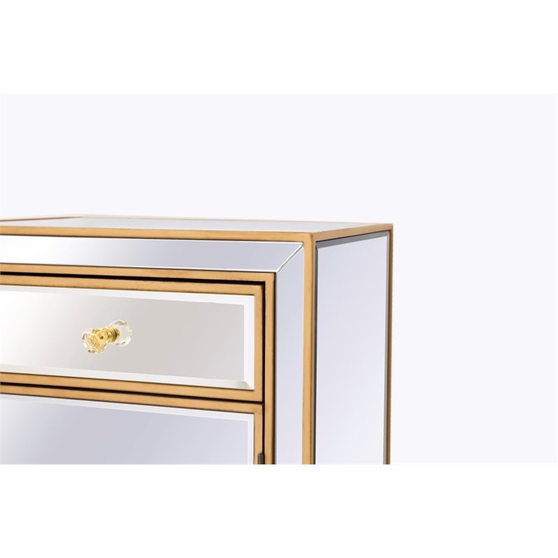 Elegant Decor Reflexion 1-Drawer Solid Wood and MDF End Table in Gold