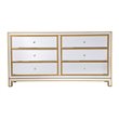 Elegant Decor Reflexion 6-Drawer Solid Wood and MDF Dresser in Gold Finish