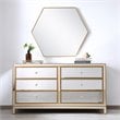 Elegant Decor Reflexion 6-Drawer Solid Wood and MDF Dresser in Gold Finish