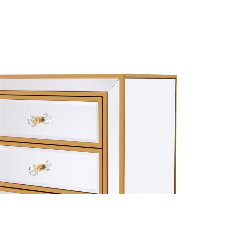 Elegant Decor Reflexion 7-Drawer Solid Wood and MDF Lingerie Chest in Gold