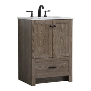 Elegant Decor Soma 24&quot Steel and MDF Single Bathroom Vanity in Weathered Oak