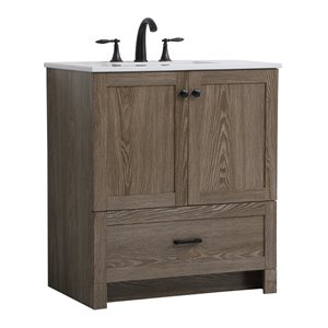 Elegant Decor Soma 30&quot Steel and MDF Single Bathroom Vanity in Weathered Oak
