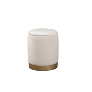 Elegant Decor Ozman 14&quot Round MDF Foam and Polyester Ottoman in Beige
